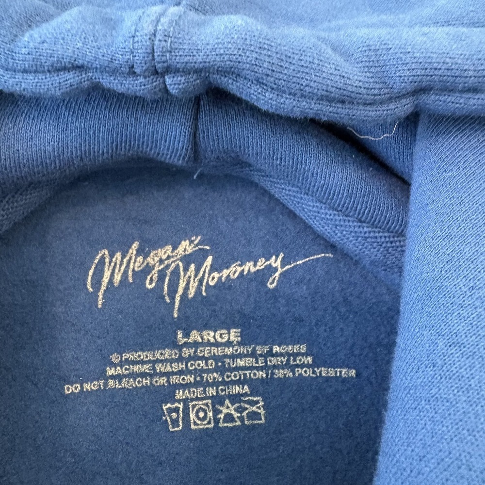 Megan Moroney Hoodie Unisex Large Blue Am I Okay? Pullover Graphic Sweatshirt - Picture 6 of 8